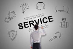 Servicekonzept gezeichnet von einem Mann lizenzfreie stockbilder Servicekonzept gezeichnet von einem Mann lizenzfreie stockbilder
