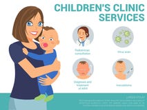 Services de clinique d'enfants Illustration plate de vecteur illustration stock Services de clinique d'enfants Illustration plate de vecteur illustration stock