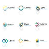 Set of abstract flower or star minimalistic linear icons, thin line geometric flat symbols for business icon design vector illustration Set of abstract flower or star minimalistic linear icons, thin line geometric flat symbols for business icon design vector illustration