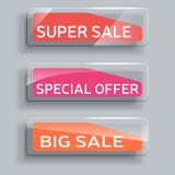Set of abstract sale banners with glass elements. stock illustration Set of abstract sale banners with glass elements. stock illustration