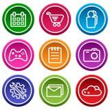 Set of application icon, menu icons. Colorful buttons. Vector illustration stock illustration Set of application icon, menu icons. Colorful buttons. Vector illustration stock illustration