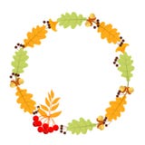 Frame made of natural autumn materials. Leaflets, twigs, mushrooms, acorns vector illustration Frame made of natural autumn materials. Leaflets, twigs, mushrooms, acorns vector illustration
