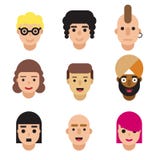 Set of avatars isolated on white background. Different nationalities, clothes and hair styles. Cute modern flat cartoon royalty free illustration Set of avatars isolated on white background. Different nationalities, clothes and hair styles. Cute modern flat cartoon royalty free illustration