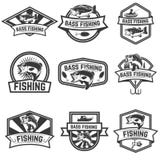 Set of bass fishing emblem templates on white backgroun royalty free illustration Set of bass fishing emblem templates on white backgroun royalty free illustration