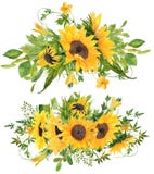 Set of 2 Beautiful hand painted watercolor sunflower bouquets
