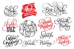 Set of Black Friday Calligraphic Design Retro Style Elements. Vintage Ornaments Sale Vector illustration Stock Image Set of Black Friday Calligraphic Design Retro Style Elements. Vintage Ornaments Sale Vector illustration Stock Image