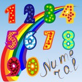 A set of bright figures for children from zero to nine. Rainbow, poster for preschoolers stock illustration A set of bright figures for children from zero to nine. Rainbow, poster for preschoolers stock illustration