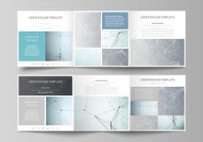 Set of business templates for tri fold square design brochures. Leaflet cover, abstract vector layout. Chemistry pattern royalty free illustration Set of business templates for tri fold square design brochures. Leaflet cover, abstract vector layout. Chemistry pattern royalty free illustration