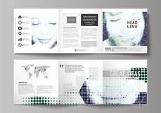 Business templates for tri fold square design brochures. Leaflet cover, vector layout. Halftone dotted background, retro vector illustration Business templates for tri fold square design brochures. Leaflet cover, vector layout. Halftone dotted background, retro vector illustration