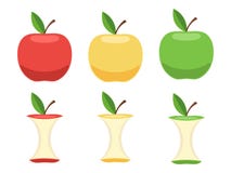 Set cali jabłka i Apple sedno ilustracji Set cali jabłka i Apple sedno ilustracji
