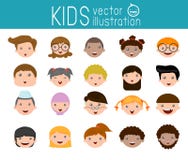 Set of cartoon children head, cartoon child face icon,kid face, kids and different nationalities Royalty Free Stock Photography Set of cartoon children head, cartoon child face icon,kid face, kids and different nationalities Royalty Free Stock Photography