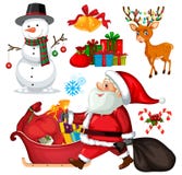 Set Christmas Objects And Characters Stock Photography