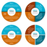 Set of circle diagram. Business concept with two and four options. Round infographic vector illustration Set of circle diagram. Business concept with two and four options. Round infographic vector illustration