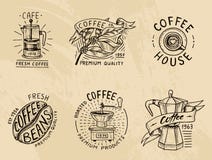 Set of coffee logos. modern vintage elements for the shop menu. Vector illustration. design decoration collection for vector illustration Set of coffee logos. modern vintage elements for the shop menu. Vector illustration. design decoration collection for vector illustration