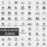 set collection of cinema film logo design with black color, icon element