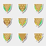 Set of color tortilla or sandwich tacos food stickers set eps10 vector illustration Set of color tortilla or sandwich tacos food stickers set eps10 vector illustration