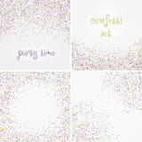 Set of colorful confetti falls isolated over white background. Vector illustration. Set of festive colorful confetti falls isolated over white background royalty free illustration Set of colorful confetti falls isolated over white background. Vector illustration. Set of festive colorful confetti falls isolated over white background royalty free illustration