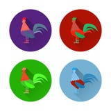 Set of colorful rooster and icons. Flat design style vector illustrations of symbol 2017 chineese new year stock illustration Set of colorful rooster and icons. Flat design style vector illustrations of symbol 2017 chineese new year stock illustration