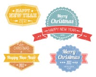 Set of colorful vintage retro Christmas labels. Collection of colorful vintage retro Christmas labels with white lettering royalty free illustration Set of colorful vintage retro Christmas labels. Collection of colorful vintage retro Christmas labels with white lettering royalty free illustration