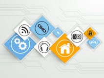 Set of colorful web icons. Colorful web icons on hi-tech background for Technology concept royalty free illustration Set of colorful web icons. Colorful web icons on hi-tech background for Technology concept royalty free illustration
