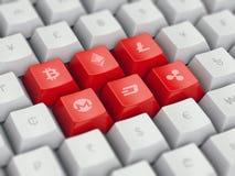 Set of keyboard buttons with popular currency and cryptocurrency symbols royalty free illustration Set of keyboard buttons with popular currency and cryptocurrency symbols royalty free illustration