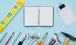 Set of construction tools as wrench, hammer, pliers, socket wren stock photography Set of construction tools as wrench, hammer, pliers, socket wren stock photography