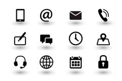 Set of contact us and web communacation icons. Simple flat black vector icons collection isolated on white background royalty free illustration Set of contact us and web communacation icons. Simple flat black vector icons collection isolated on white background royalty free illustration