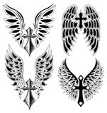 Set of cross and wings - tattoo - elements -vector