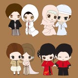 Set of cute cartoon wedding dress vector illustration Set of cute cartoon wedding dress vector illustration