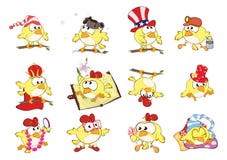 Set of Cute Chickens in Different Poses for you Design. Cartoon Character stock illustration Set of Cute Chickens in Different Poses for you Design. Cartoon Character stock illustration