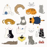 Cute cat doodles set stock illustration Cute cat doodles set stock illustration