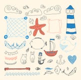 Set Cute Sea Objects Collection. Royalty Free Stock Images Set Cute Sea Objects Collection. Royalty Free Stock Images