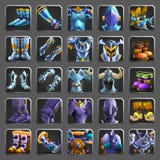 Set of decoration icons for games. Collection of medieval armors. royalty free illustration Set of decoration icons for games. Collection of medieval armors. royalty free illustration