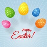 Set of decorative bright Easter eggs in peas on a light background Element for the design of greeting cards for Easter Abstract vector illustration Set of decorative bright Easter eggs in peas on a light background Element for the design of greeting cards for Easter Abstract vector illustration