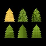 Set of decorative New Year and Christmas trees for cards and design. royalty free illustration Set of decorative New Year and Christmas trees for cards and design. royalty free illustration