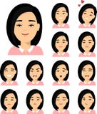 Set of different avatar asian woman in colorful flat style. royalty free illustration Set of different avatar asian woman in colorful flat style. royalty free illustration