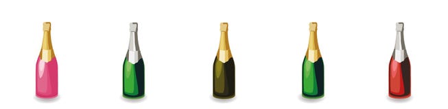 Set of different champagne bottles. royalty free illustration Set of different champagne bottles. royalty free illustration