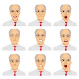 Set of different expressions of the same senior businessman with glasses stock illustration Set of different expressions of the same senior businessman with glasses stock illustration