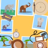 Set dla safari na żółtym tle ilustracja wektor Set dla safari na żółtym tle ilustracja wektor