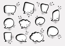 Set of empty comic speech bubbles different shapes with stars. Comic sound effects in pop art style. Vector stock illustration Set of empty comic speech bubbles different shapes with stars. Comic sound effects in pop art style. Vector stock illustration