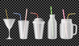 Set of empty cups, jars , bottles, glasses for cocktails, juices and smoothies stock illustration Set of empty cups, jars , bottles, glasses for cocktails, juices and smoothies stock illustration