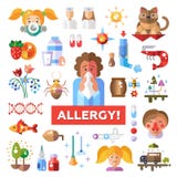 Set of flat design allergy and allergen icons Stock Photos Set of flat design allergy and allergen icons Stock Photos