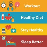 Set of flat design concept icons for web and mobile phone rest and relax, medical, Healthy style life, healthy food and farm fresh stock illustration Set of flat design concept icons for web and mobile phone rest and relax, medical, Healthy style life, healthy food and farm fresh stock illustration