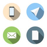 Set of 4 flat icons - phone, plane, mail, list royalty free illustration Set of 4 flat icons - phone, plane, mail, list royalty free illustration