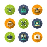 Set flat icons of quadrocopter, hexacopter, multicopter and dron Stock Photography Set flat icons of quadrocopter, hexacopter, multicopter and dron Stock Photography