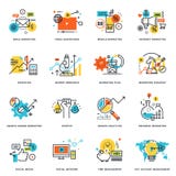 Set of flat line design icons of internet marketing and online business royalty free illustration Set of flat line design icons of internet marketing and online business royalty free illustration