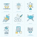 Set of flat line icons for education vector illustration Set of flat line icons for education vector illustration