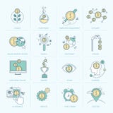 Set of flat line icons for finance