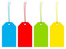 Set Of Four Angled Colorful Hangtags With Matching Strings royalty free illustration Set Of Four Angled Colorful Hangtags With Matching Strings royalty free illustration