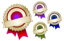 Set of Four Colorful Emblem Seals with Ribbons vector illustration Set of Four Colorful Emblem Seals with Ribbons vector illustration
